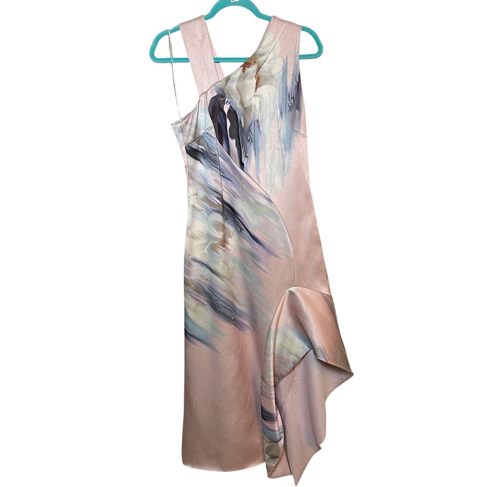 H&M Conscious Exclusive Watercolor Draped One Shoulder Dress – Size 10